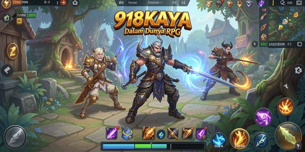 Screenshot utama 918KAYA menunjukkan aksi seru dalam petualangan RPG.