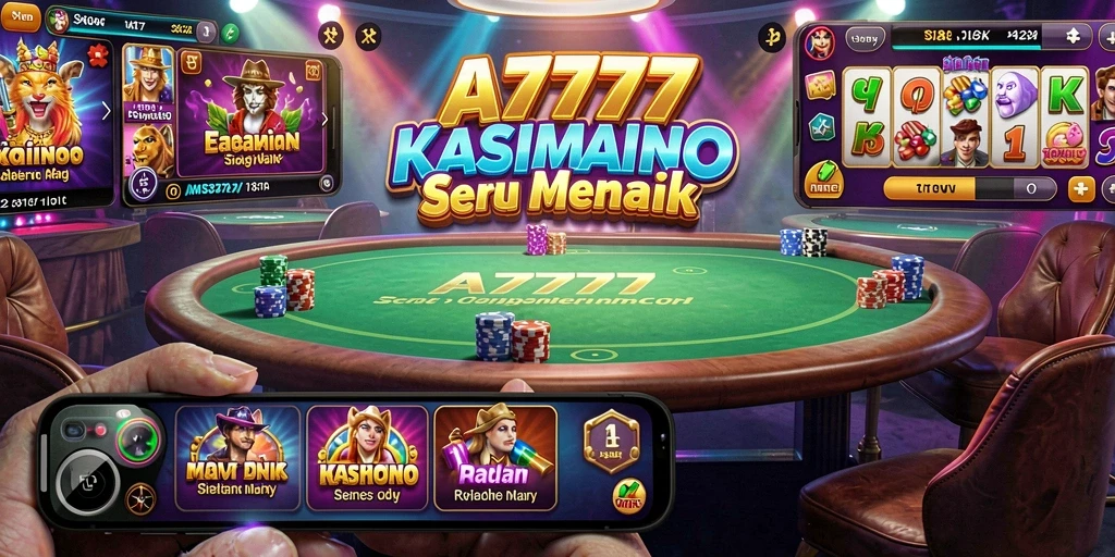 Screenshot utama A7777 menunjukkan gameplay seru di kasino.