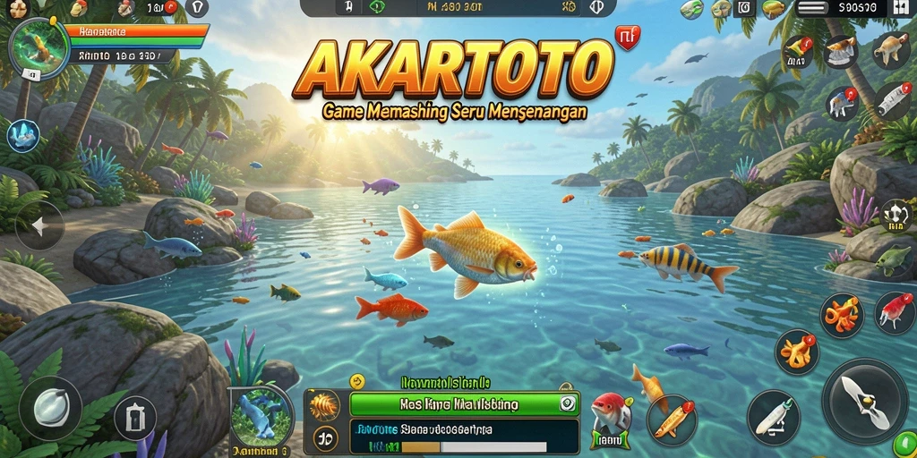 Screenshot gameplay AKARTOTO menampilkan momen menangkap ikan besar.