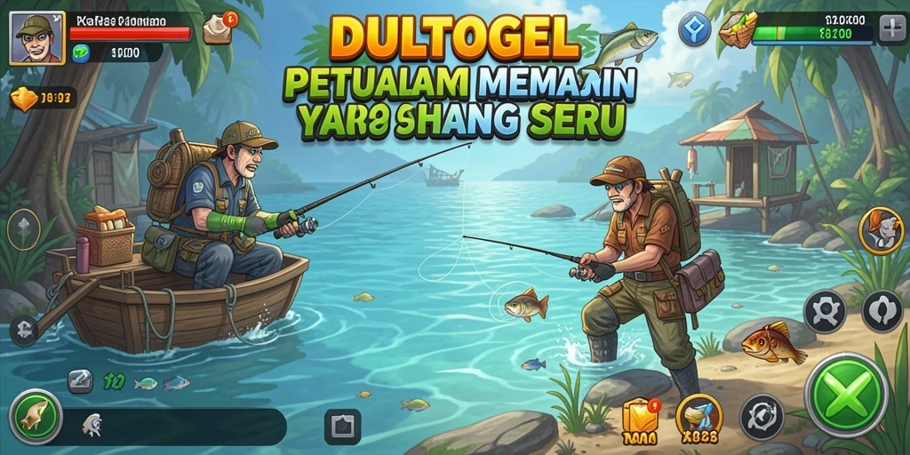 Tampilan gameplay seru dari DULTOGEL dengan aksi memancing yang mendebarkan.