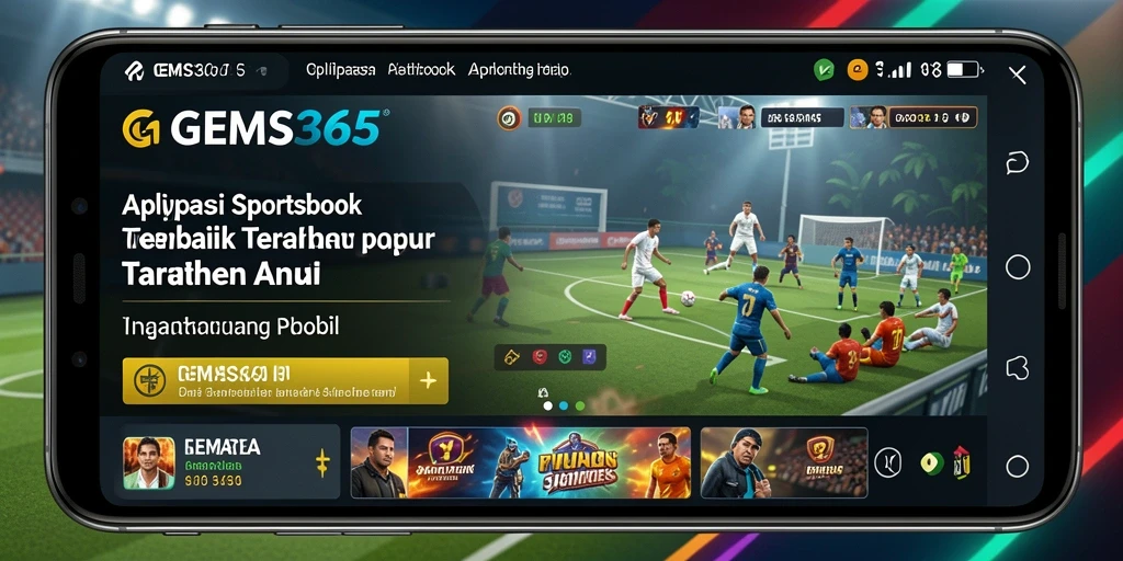 Screenshot utama GEMS365 menampilkan antarmuka taruhan olahraga yang menarik.