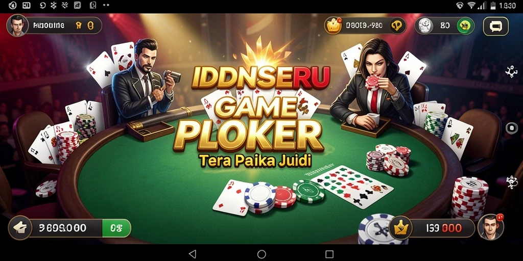 Screenshot gameplay IDNSERU yang menampilkan aksi poker yang mendebarkan.