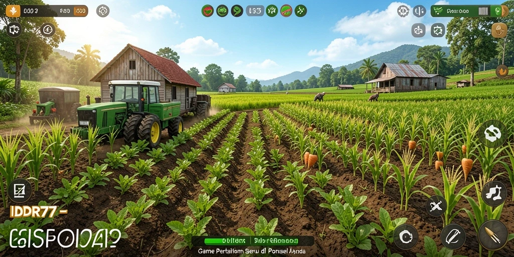 Tampilan gameplay IDR77 dengan aktivitas pertanian yang seru.