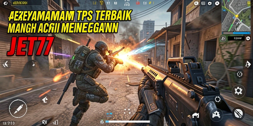 Screenshot JET77 menampilkan aksi seru dalam pertempuran TPS.