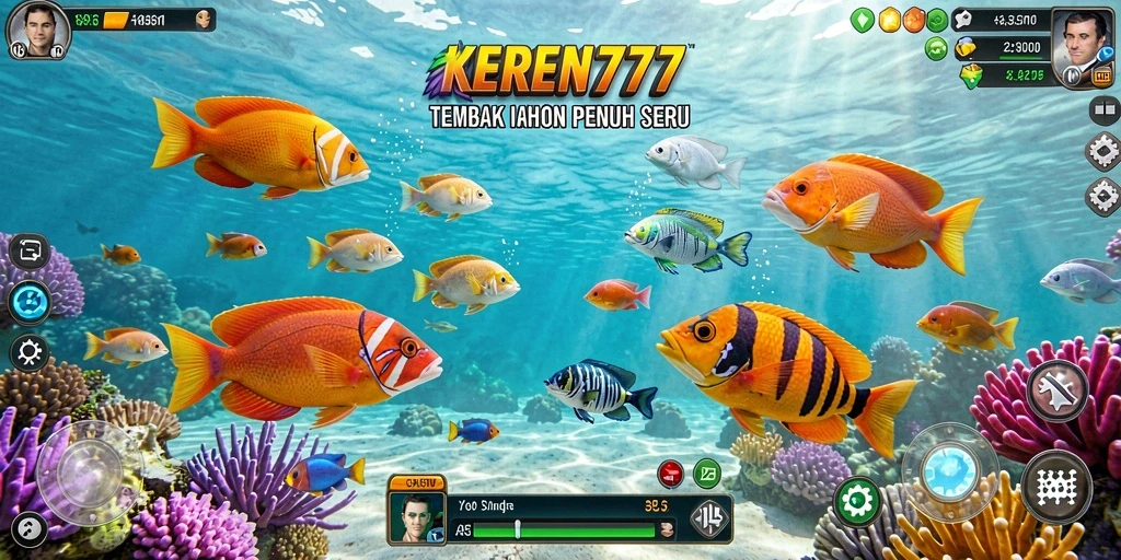 Tampilan gameplay seru di KEREN777 saat menembak ikan.