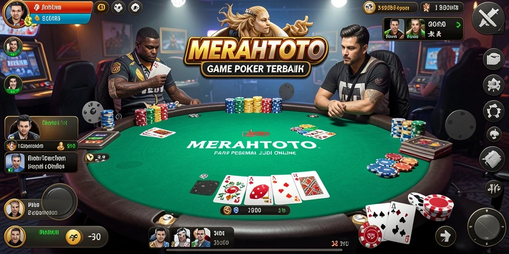 Tampilan gameplay menarik dalam MERAHTOTO dengan aksi poker seru.