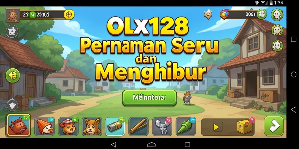 Tampilan utama gameplay OLX128 yang menampilkan keseruan game Idle.
