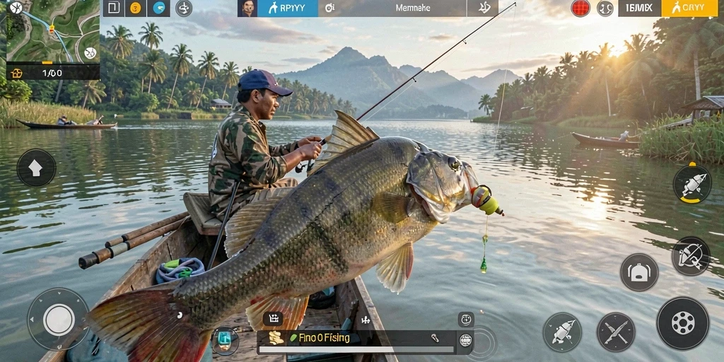 Screenshot gameplay RPYYY menampilkan suasana memancing yang menakjubkan.