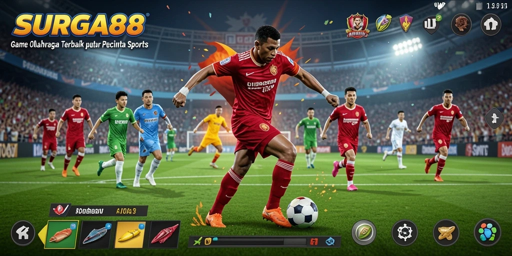 Screenshot utama dari gameplay SURGA88 yang menunjukkan aksi olahraga seru.