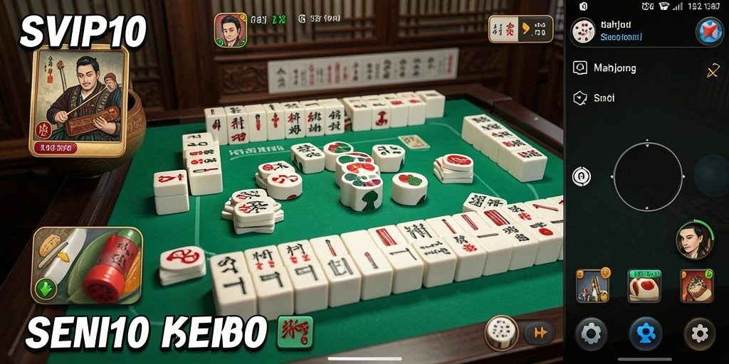 Tampilan menarik gameplay Mahjong di SVIP10 dengan ubin berwarna-warni.