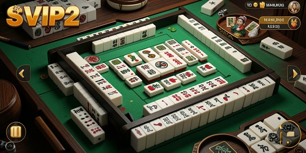 Screenshot gameplay SVIP2 menampilkan keseruan bermain Mahjong.